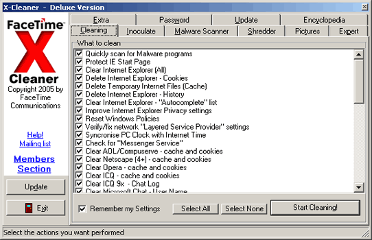 Screenshot of X-Cleaner 2.2.0.66